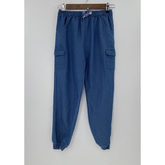 Vince Camuto Girl's Blue Pull‎ On Cargo Chambray Joggers Pants Size 12 - Picture 1 of 9